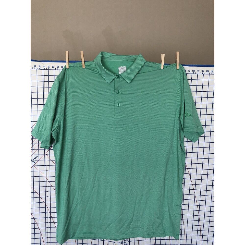 Callaway Polo Shirt Mens 2XL XXL Green Striped Golf Performance Opti-Dri